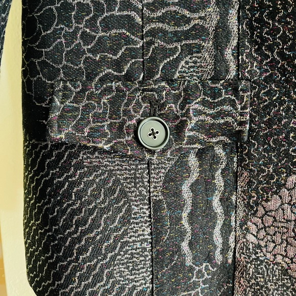 Chico’s woman’s metallic brocade jacket, Black/Silver, size 0 beautiful pattern- - Picture 13 of 16